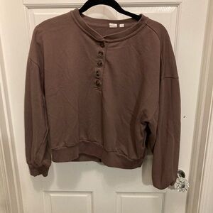 GAP Factory Relaxed Henley Sweatshirt- mauve color